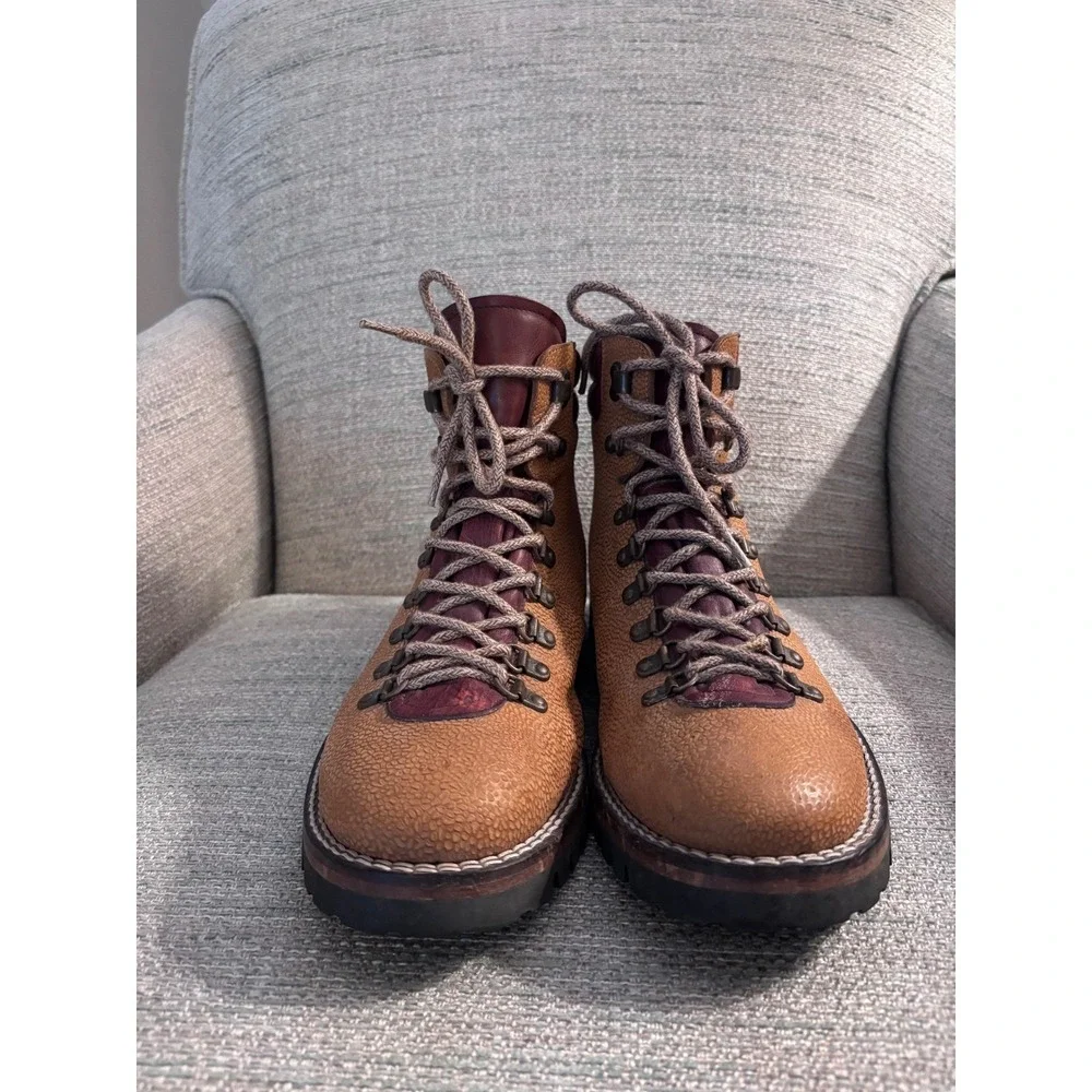 Taft Viking Boot Ochre Burgundy Pebbled Leather Vibram Sole Boots‎ Mens 44 US 11